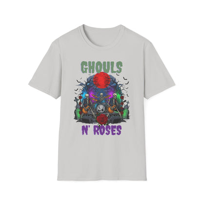 Halloween Skeleton Ghouls and Roses Band UnisexT-Shirt