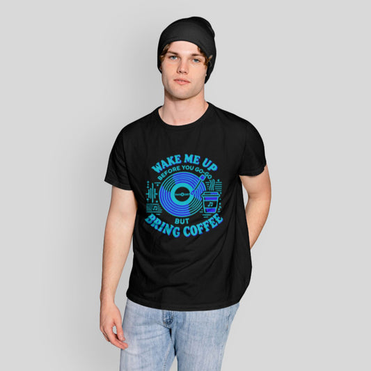 Wake me Up Before You Go Go but Bring Coffee Unisex Softstyle Tee