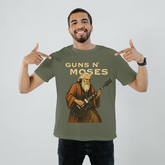 Guns N' Moses Graphic Tee - Unique Music Inspired Unisex Softstyle T-Shirt for Concerts, Gifting, Casual Wear, Music Lovers, Festivals