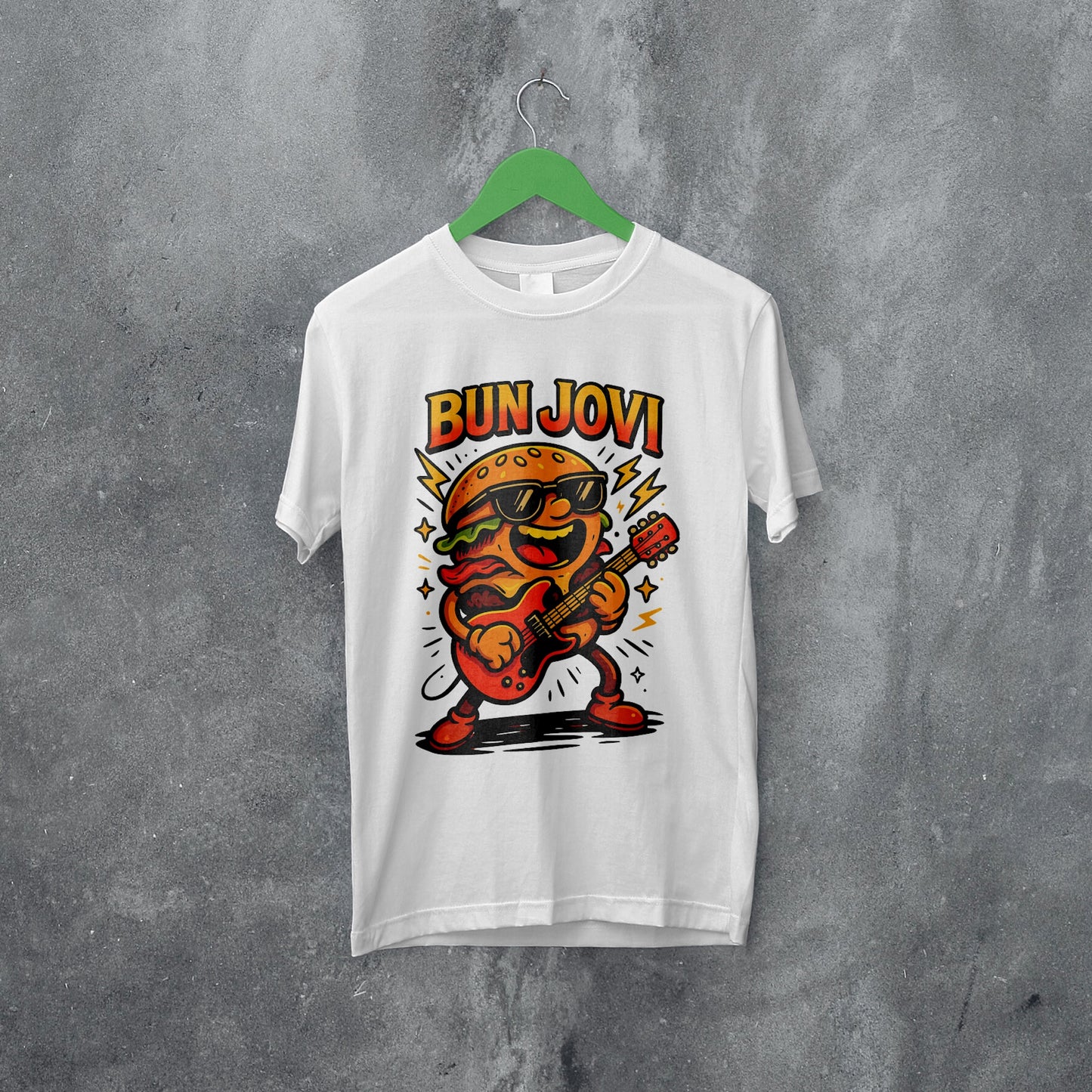 Bun Jovi Graphic Tee | Fun Unisex Softstyle T-Shirt | Music Lover Gift, Foodie Apparel, Festival Wear, Quirky Style, Concert Outfit