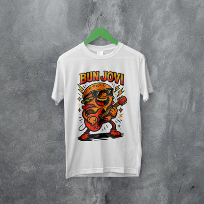 Bun Jovi Graphic Tee | Fun Unisex Softstyle T-Shirt | Music Lover Gift, Foodie Apparel, Festival Wear, Quirky Style, Concert Outfit