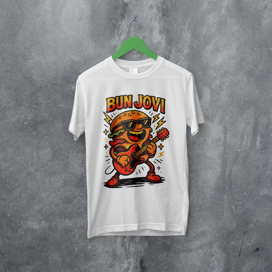 Bun Jovi Graphic Tee | Fun Unisex Softstyle T-Shirt | Music Lover Gift, Foodie Apparel, Festival Wear, Quirky Style, Concert Outfit