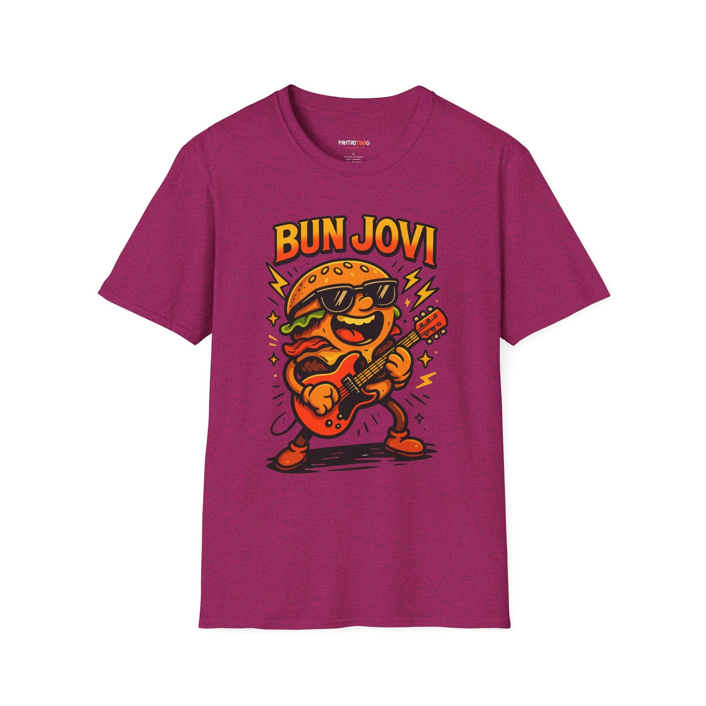 Bun Jovi Graphic Tee | Fun Unisex Softstyle T-Shirt | Music Lover Gift, Foodie Apparel, Festival Wear, Quirky Style, Concert Outfit