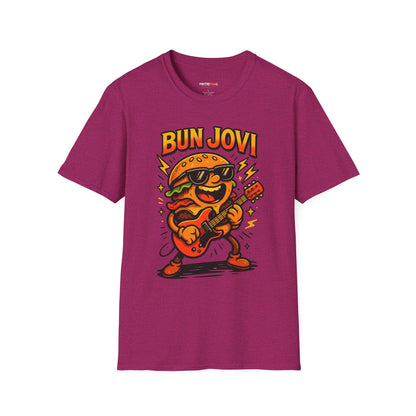 Bun Jovi Graphic Tee | Fun Unisex Softstyle T-Shirt | Music Lover Gift, Foodie Apparel, Festival Wear, Quirky Style, Concert Outfit