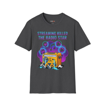 Streaming Killed the Radio Star, Retro Music Themed T-Shirt, Music Lover Gift, Stylish Tee,Unique Music T-Shirt, Gift for Musicians.