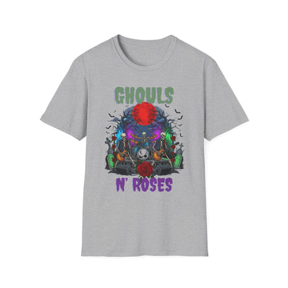 Halloween Skeleton Ghouls and Roses Band UnisexT-Shirt