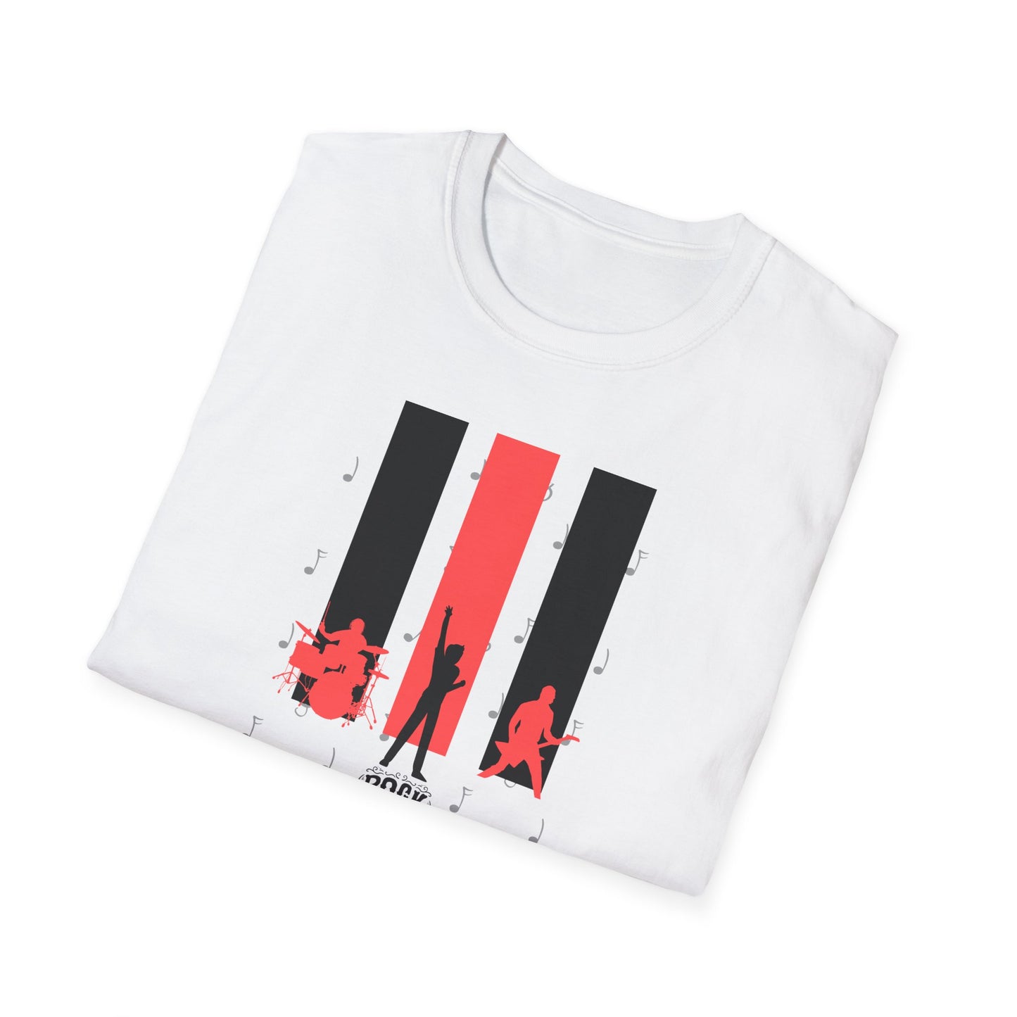 Rock Band T-Shirt with Musical Note Background