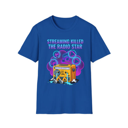 Streaming Killed the Radio Star, Retro Music Themed T-Shirt, Music Lover Gift, Stylish Tee,Unique Music T-Shirt, Gift for Musicians.