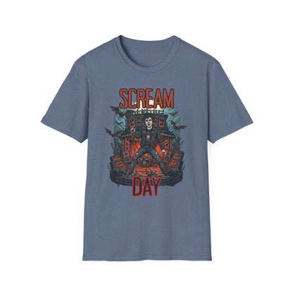 Halloween Themed Unisex T-Shirt, Casual Graphic Tee, Fall Fashion, Perfect for Costume Parties, Scream Day Celebration, Unique Gift Idea