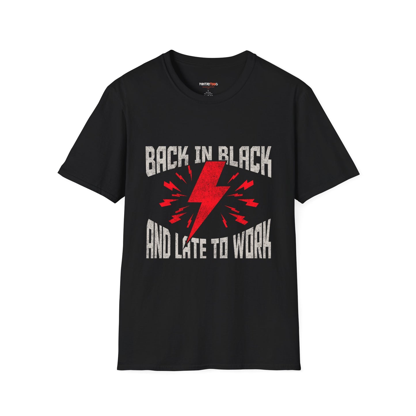 Rock & Roll T-Shirt | Back in Black, Late to Work Tee, Music Lover Gift, Casual Wear, Concert Outfit, Gift for Him/Her