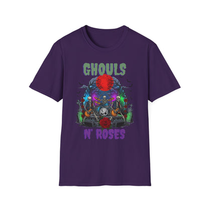 Halloween Skeleton Ghouls and Roses Band UnisexT-Shirt