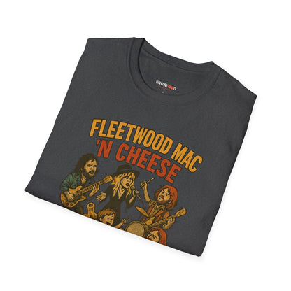 Funny Music-Themed T-Shirt, Fleetwood Mac 'n Cheese Graphic Tee, Unisex Tee for Foodies, Gift for Music Lovers, Casual Wear, Festival Shirt
