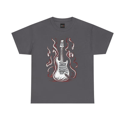 Guitar Flames Unisex Tee, Awesome Guitar sketch design, cool gift, Music tshirt