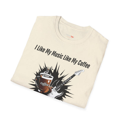 Rockin' Coffee Lover T-Shirt - Perfect Gift for Musicians, Coffee Enthusiasts, Birthdays, Music Festivals, Casual Wear