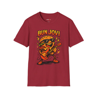 Bun Jovi Graphic Tee | Fun Unisex Softstyle T-Shirt | Music Lover Gift, Foodie Apparel, Festival Wear, Quirky Style, Concert Outfit
