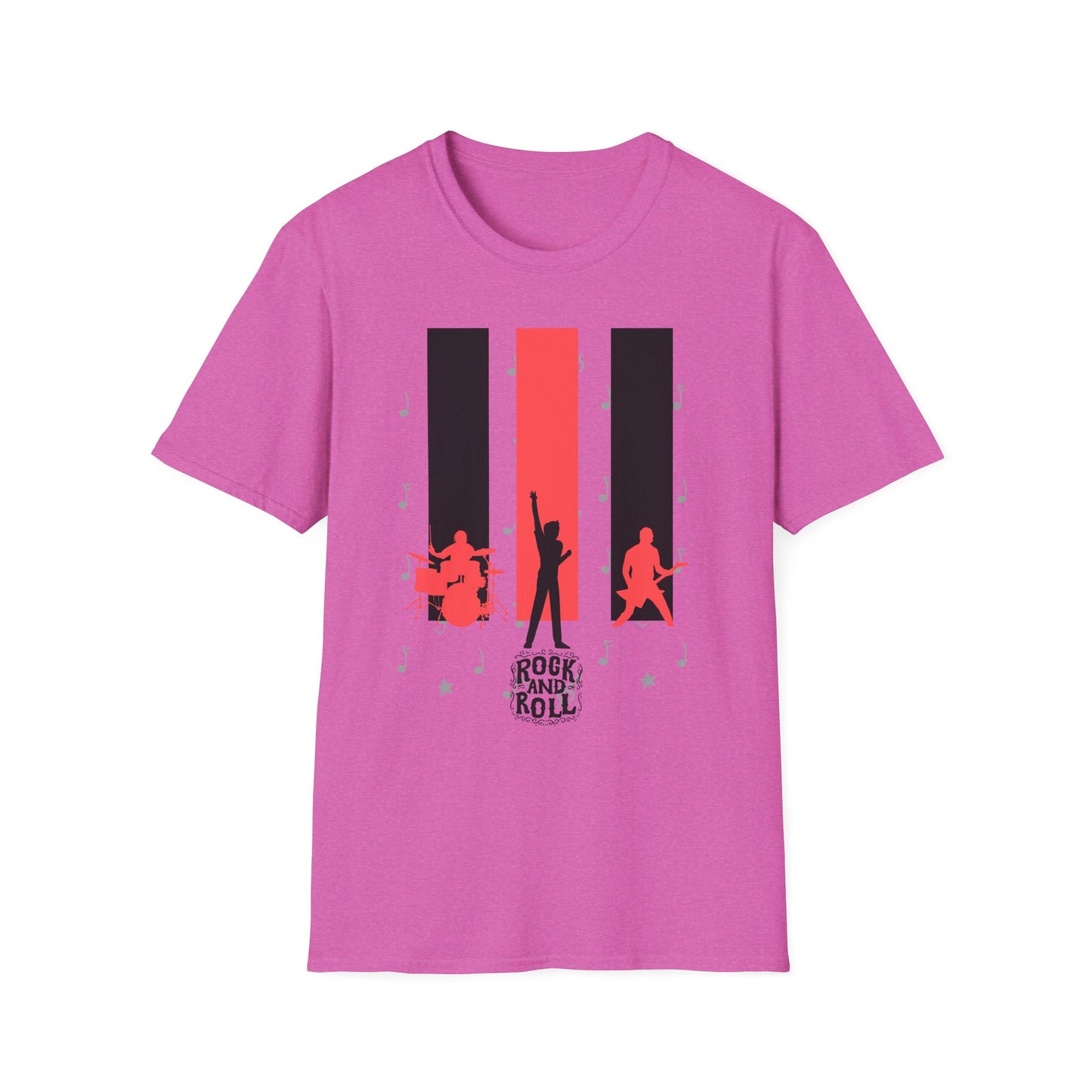 Rock Band T-Shirt with Musical Note Background