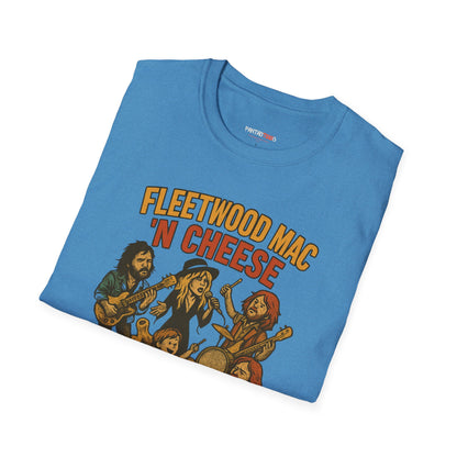 Funny Music-Themed T-Shirt, Fleetwood Mac 'n Cheese Graphic Tee, Unisex Tee for Foodies, Gift for Music Lovers, Casual Wear, Festival Shirt