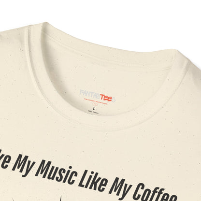 Rockin' Coffee Lover T-Shirt - Perfect Gift for Musicians, Coffee Enthusiasts, Birthdays, Music Festivals, Casual Wear