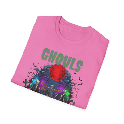 Halloween Skeleton Ghouls and Roses Band UnisexT-Shirt