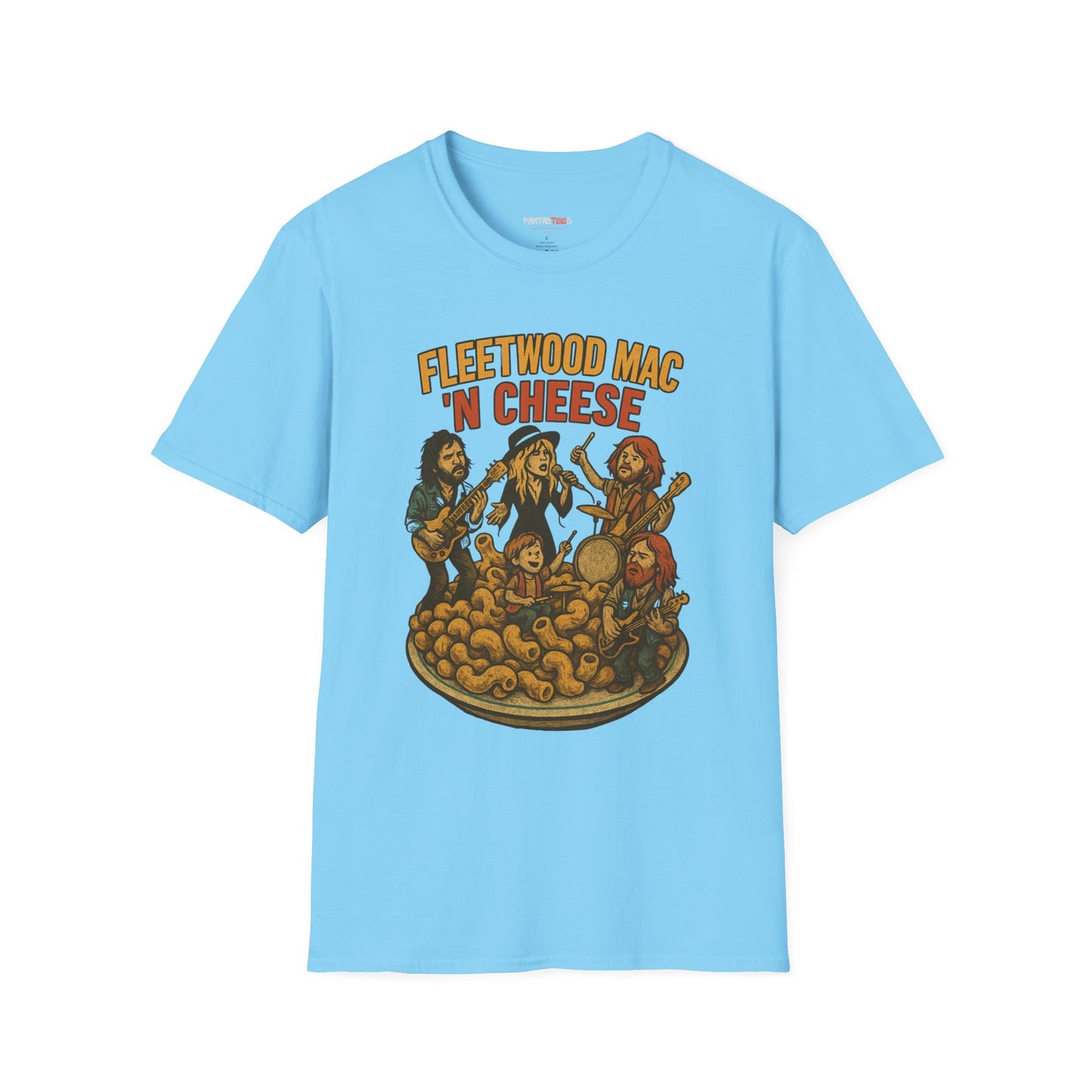 Funny Music-Themed T-Shirt, Fleetwood Mac 'n Cheese Graphic Tee, Unisex Tee for Foodies, Gift for Music Lovers, Casual Wear, Festival Shirt