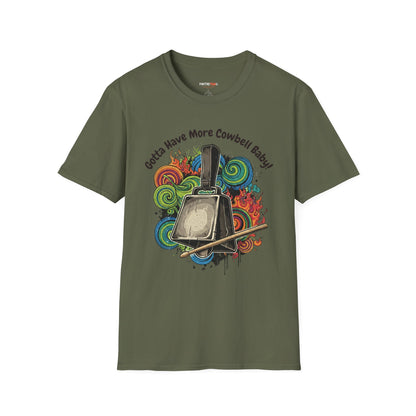 Gotta Have More Cowbell Unisex Softstyle T-Shirt | Fun Music Tribute Tee, Concert Wear, Gift for Musicians, Casual Style, Humor Shirt