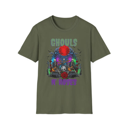 Halloween Skeleton Ghouls and Roses Band UnisexT-Shirt