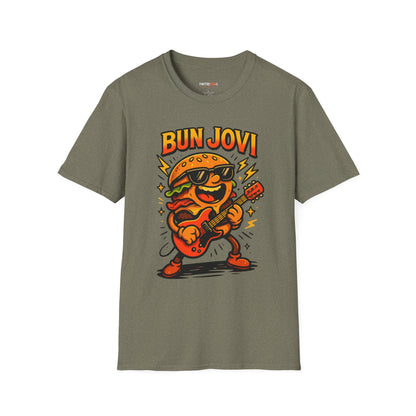 Bun Jovi Graphic Tee | Fun Unisex Softstyle T-Shirt | Music Lover Gift, Foodie Apparel, Festival Wear, Quirky Style, Concert Outfit