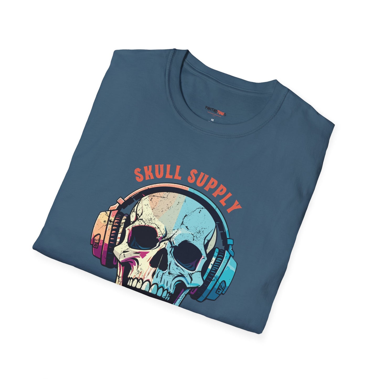 Laughing Skull Unisex T-Shirt with Headphones