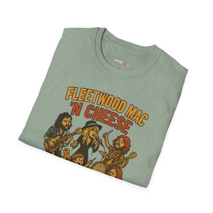 Funny Music-Themed T-Shirt, Fleetwood Mac 'n Cheese Graphic Tee, Unisex Tee for Foodies, Gift for Music Lovers, Casual Wear, Festival Shirt