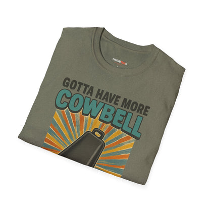 Gotta Have More Cowbell Rainbow T-Shirt, Funny T-Shirt, Unisex Graphic Tee, Music Lover Gift, Whimsical Apparel, Fun Humor Shirt
