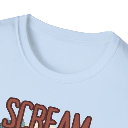 Halloween Themed Unisex T-Shirt, Casual Graphic Tee, Fall Fashion, Perfect for Costume Parties, Scream Day Celebration, Unique Gift Idea