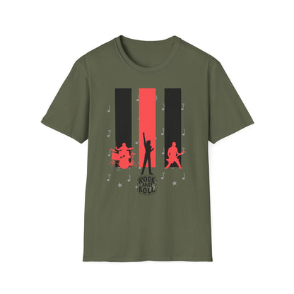 Rock Band T-Shirt with Musical Note Background