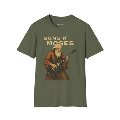 Guns N' Moses Graphic Tee - Unique Music Inspired Unisex Softstyle T-Shirt for Concerts, Gifting, Casual Wear, Music Lovers, Festivals